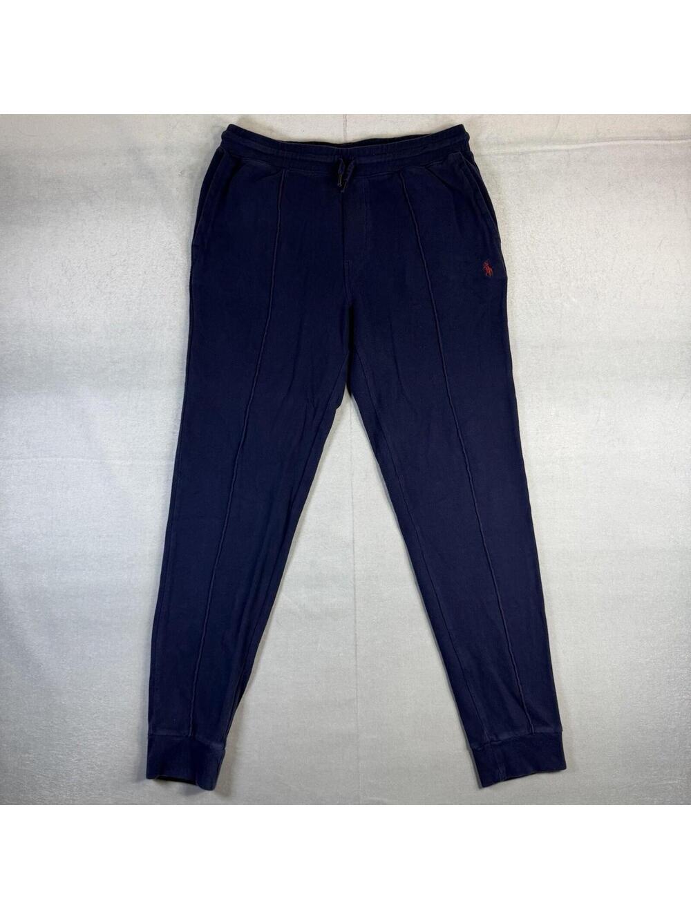 Polo Ralph Lauren Jogger Sweatpants Mens Medium Navy Blue Pony Estate Rib Cotton